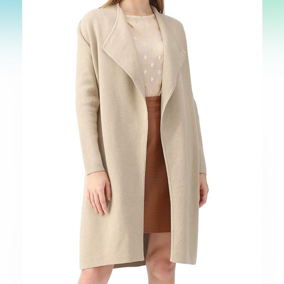 Light Tan Open Front Cardigan Coat - Picture 3 of 6